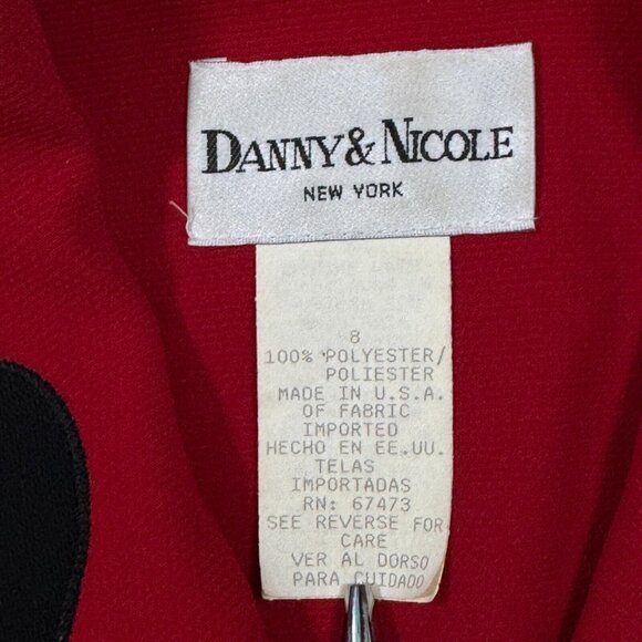 Vintage Danny Nicole Womens Red Double Breasted Dress Coat Padded Shoulders Sz 8 - Picture 9 of 16